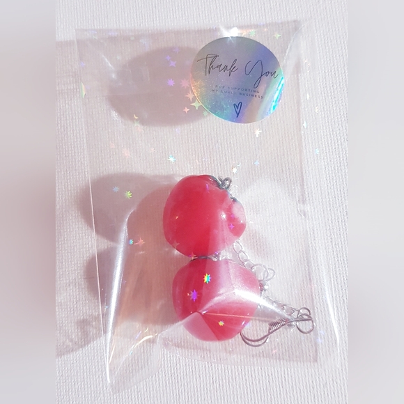TomatEARS Tomato Women's Earrings Handmade Jewelry Dangling Food NEW - Picture 9 of 10